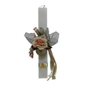 Λαμπάδα Αρωματική με αρωματικό πουγκί με λουλούδι και μονόγραμμα