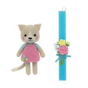 Πασχαλινή λαμπάδα με πλεκτή γατούλα