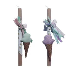 Πασχαλινή Λαμπάδα με Υφασμάτινο Μπρελόκ Παγωτό