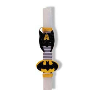 Λαμπάδα Πλακέ Λευκή με Μπρελόκ Άνθρωπος Νυχτερίδα