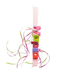 Λαμπάδα με όνομα ταμπελάκι από πολυμερικό πηλό για κορίτσι