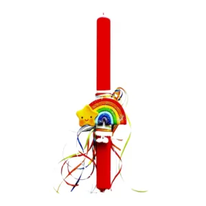 Λαμπάδα με χειροποίητο ουράνιο τόξο από πολυμερικό πηλό