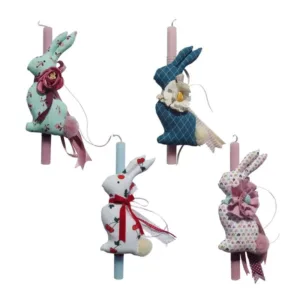 Λαμπάδα με Υφασμάτινο Λαγουδάκι