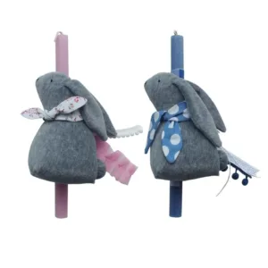 Πασχαλινή Λαμπάδα με Βελούδινο Λαγουδάκι