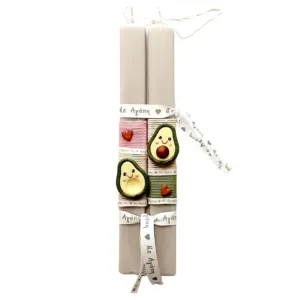 Σετ Λαμπάδες "Είσαι το άλλο μου μισό" με Αβοκάντο από πολυμερικό πηλό