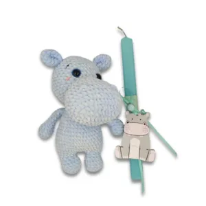 Σετ παιχνιδολαμπάδα αρωματική με πλεκτό βελουτέ Ιπποπόταμο