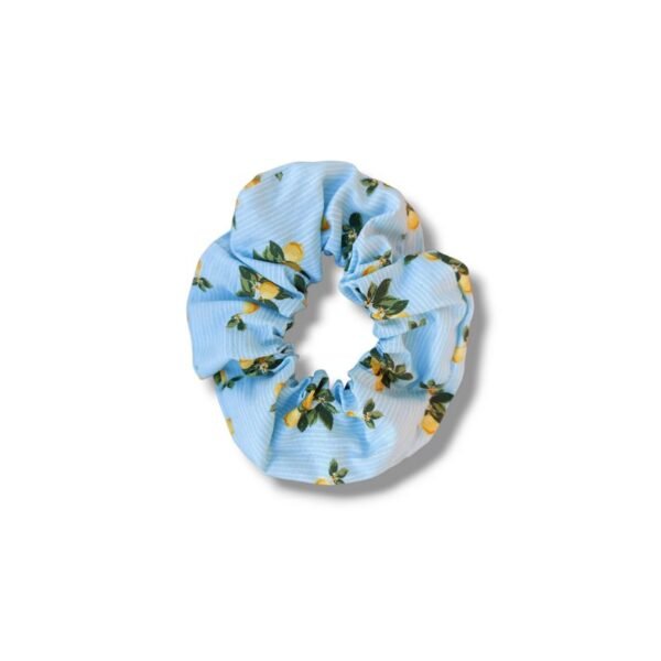 Βαμβακερό scrunchie με λεμόνια, Μέντα ριγέ