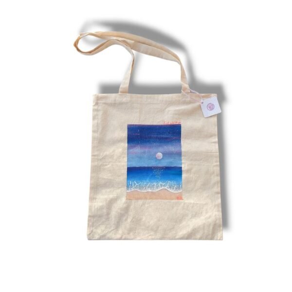 Tote-bag πάνινη, ζωγραφισμένη στο χέρι, Θάλασσα