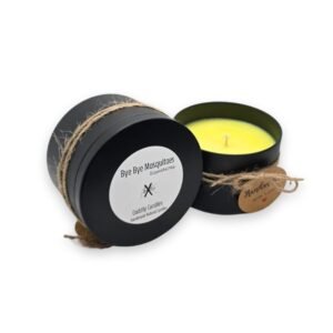 Κερί Σόγιας με άρωμα Σιτρονέλα σε μεταλλικό μαύρο δοχείο με καπάκι