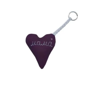 Μπρελόκ Υφασμάτινη Καρδιά "Μαμά" - Μπορντό