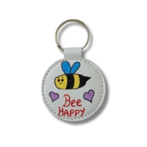 Μπρελόκ δερματίνη με μελισσούλα, bee Happy