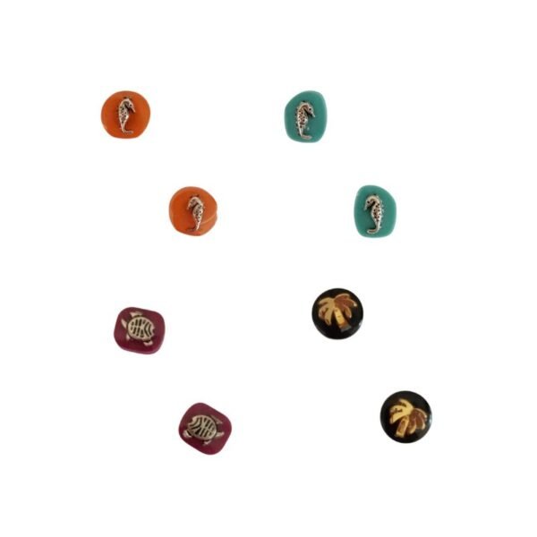 Σκουλαρίκια με καλοκαιρινά μεταλλικά στοιχεία σε υγρό γυαλί