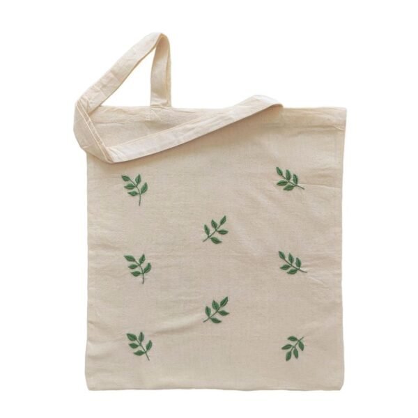 Κεντημένη πάνινη τσάντα "φύλλα" (37x41 εκ.)