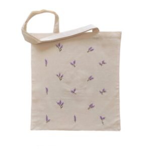 Κεντημένη πάνινη τσάντα "Λεβάντες"(37x41 εκ.)