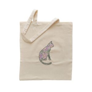 Κεντημένη πάνινη τσάντα "Γάτα" (37x41 εκ.)