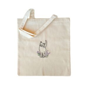 Κεντημένη πάνινη τσάντα " γάτα" (37x41 εκ.)