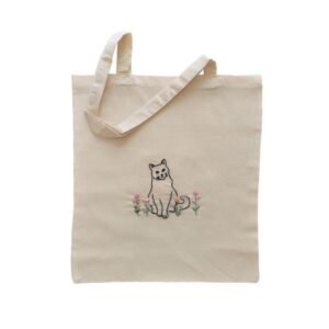 Κεντημένη πάνινη τσάντα "Γάτα" (37x41 εκ.)