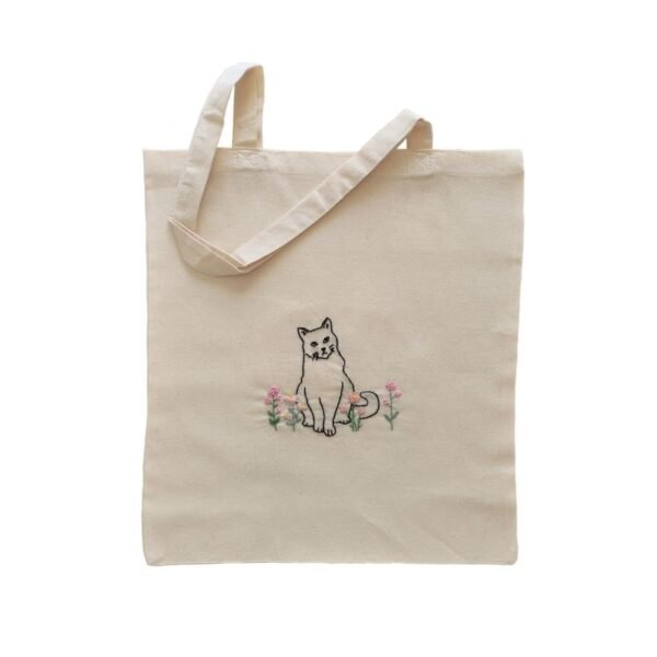 Κεντημένη πάνινη τσάντα "Γάτα" (37x41 εκ.)