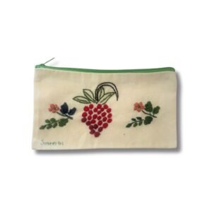 Υφασμάτινη Κασετίνα/Νεσεσέρ Κεντημένη ''Κόκκινα σταφύλια''