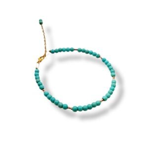 Δίχρωμο βραχιόλι με ημιπολύτιμο χαουλίτη Τυρκουάζ και αιματίτη Ροζ χρυσό