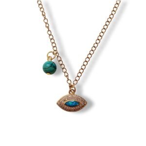 Κολιέ με ατσάλινη αλυσίδα και χαολίτη