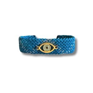 Μακραμέ βραχιόλι με ορειχάλκινο μάτι με λάμψη glitter