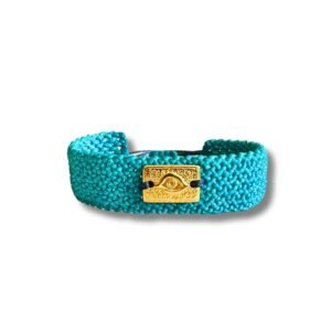 Μακραμέ Βραχιόλι τιρκουάζ με Ορειχάλκινο Μάτι