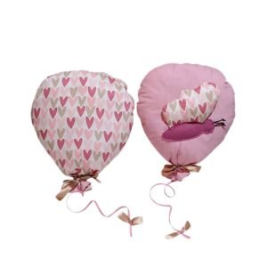 Σετ 2 τμχ Κρεμαστά Διακοσμητικά Μπαλόνια σε Ροζ και Λευκό με Καρδούλες