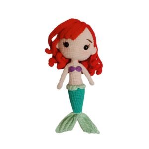 Πλέκτη κούκλα Γοργόνα Νερέλια κόκκινα μαλλιά