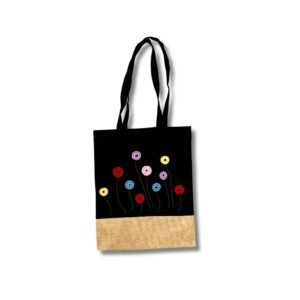 Υφασμάτινη Tote τσάντα κεντημένη Πολύχρωμος κήπος