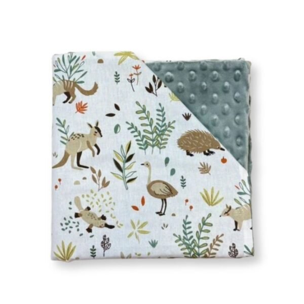 Κουβέρτα αγκαλιάς 0,70 x 1μ, Little animals, Πράσινο