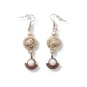 Σκουλαρίκια κρεμαστά χειροποίητα με κεραμικό και ατσάλι