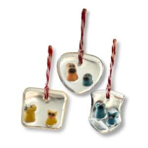 Μπρελόκ με υγρό γυαλί σαν το σκύλο με την γάτα