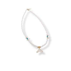 Καλοκαιρινό κολίε ατσάλινη Γοργονοουρά με σμάλτο, κοχύλι και ημιπολύτιμες πέτρες