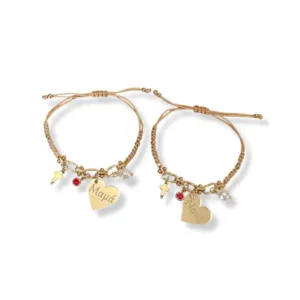 Μαρτυρικά βραχιόλια μακραμέ με ατσάλινα στοιχεία, για τη μαμά και τη νονά