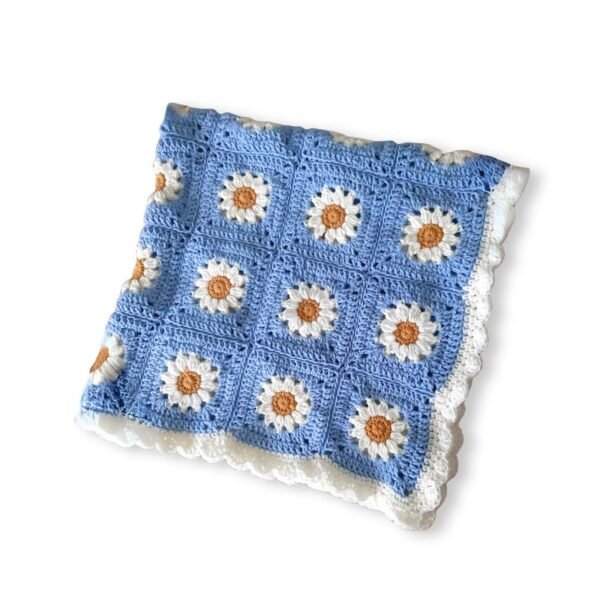 Πλεκτή κουβέρτα μωρού με μαργαρίτες