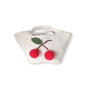 Πλεκτή tote bag με κερασάκια