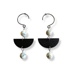 Χειροποίητα κρεμαστά σκουλαρίκια με ξύλο και χαολίτη