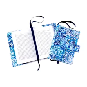 Θήκη βιβλίου υφασμάτινη, μπλε λαχούρια