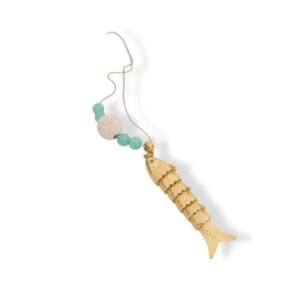 Μακρύ κολιέ με εντυπωσιακό εύκαμπτο ψαράκι και χάντρα λάβας