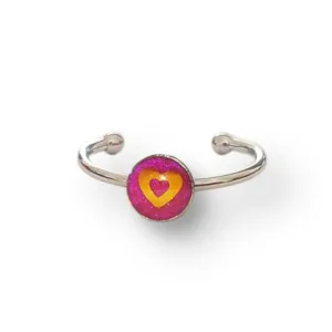 Δαχτυλίδι από υγρό γυαλί, Ροζ με χρυσή καρδιά