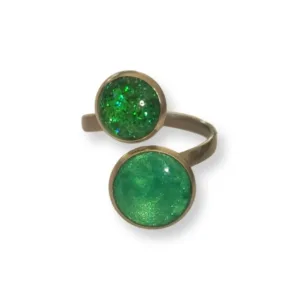 Δαχτυλίδι από υγρό γυαλί με δύο ασύμμετρους κύκλους, Πράσινο