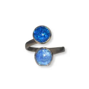 Δαχτυλίδι από υγρό γυαλί με δύο κύκλους, Μπλε