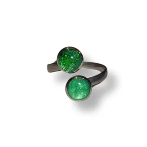 Δαχτυλίδι από υγρό γυαλί με δύο κύκλους, Πράσινο