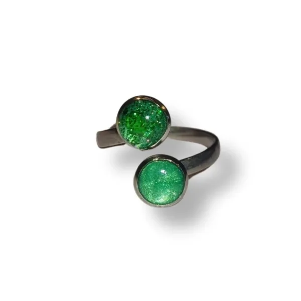 Δαχτυλίδι από υγρό γυαλί με δύο κύκλους, Πράσινο