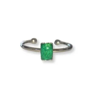 Δαχτυλίδι από υγρό γυαλί Ορθογώνιο, Πράσινο ή Μωβ