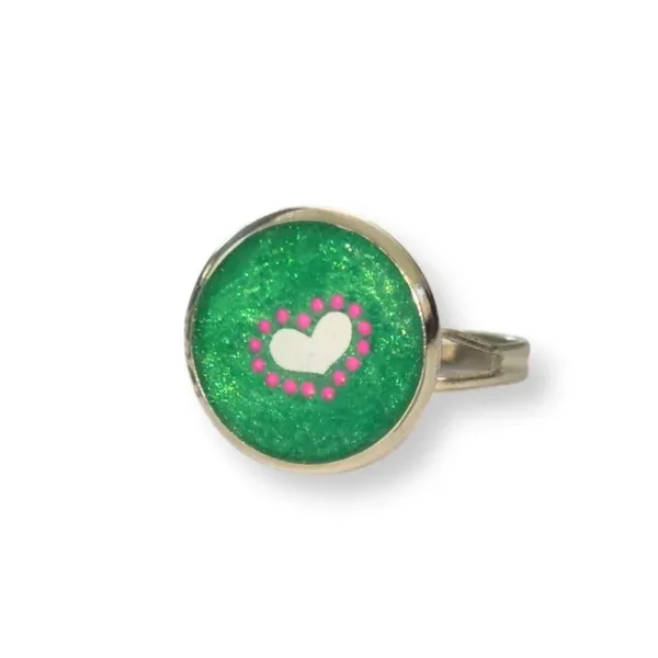 Παιδικό Δαχτυλίδι ρυθμιζόμενο από υγρό γυαλί, Καρδούλα