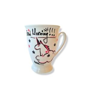 Κούπα ζωγραφισμένη στο χέρι με μήνυμα " Good morning " unicorn