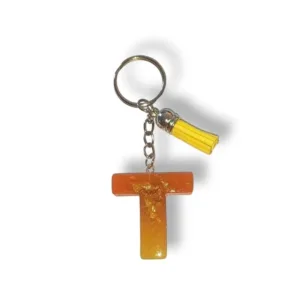 Μπρελόκ Μονόγραμμα, Πορτοκαλί - Κίτρινο με φύλλα Χρυσού