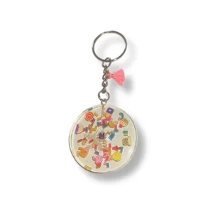 Μπρελόκ από γυαλί κύκλος με διάφορα "ζαχαρωτά"